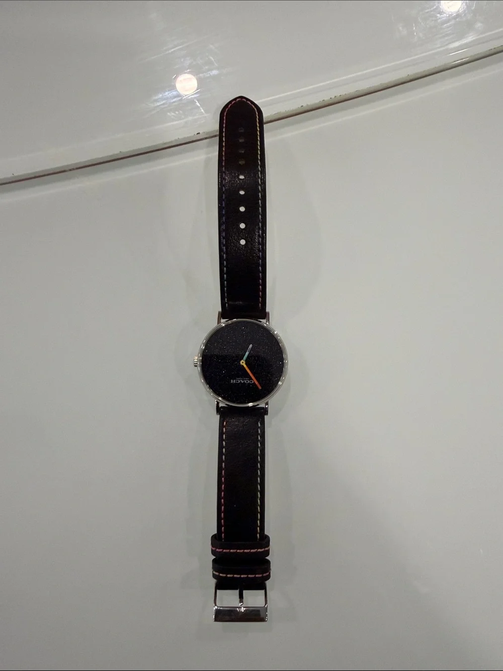 Coach Black Leather Strap Watch Hands need battery
